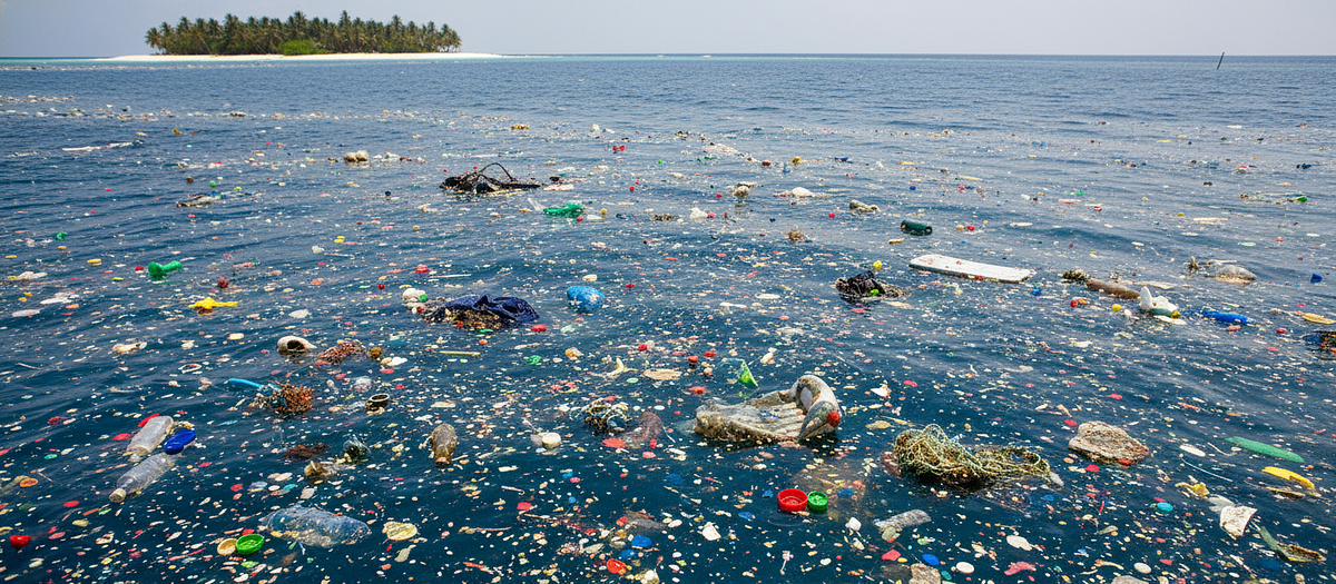 Microplastics floating in the ocean